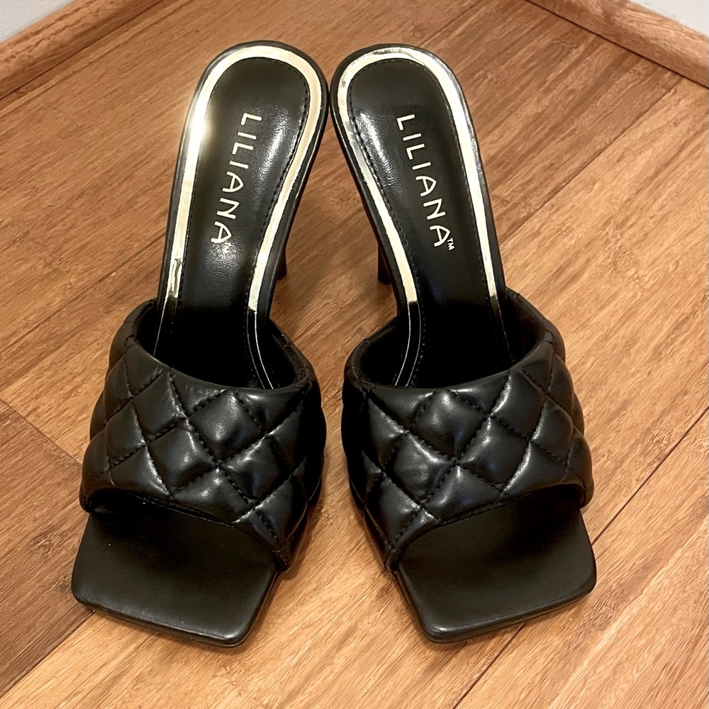 Quilted Heeled Mules